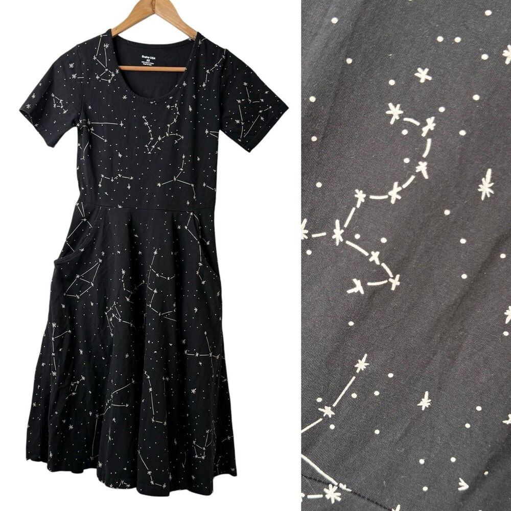Svaha Constellations Glow In the Dark Twirl Dress Organic Cotton Celestial Sz XS - Picture 2 of 13